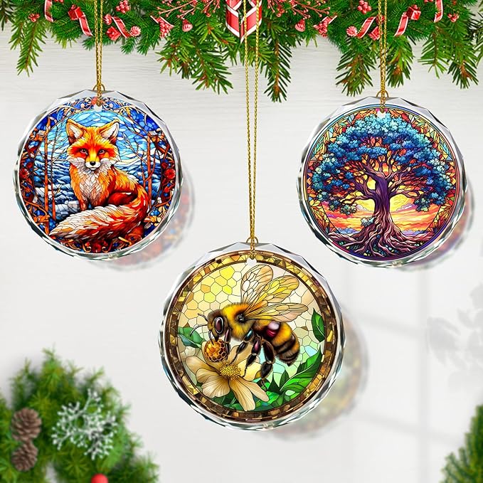 Stained Glass Bee Ornament - Christmas Tree Decoration, Gift Idea