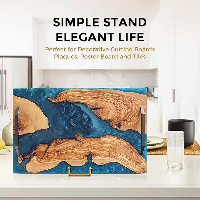 TR-LIFE 4 Pack 8 Inch Plate Stands/Holder for Display, Large, Gold Metal Picture Stand, Decorative Platter, Book, Plaques, Photo Frame Easel
