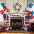 AMF0RESJ 4th of July Wreath Patriotic Wreaths for Front Door with red,White,Blue Glitter Star for Front Door Farmhouse Home Wall Independence Day Decoration