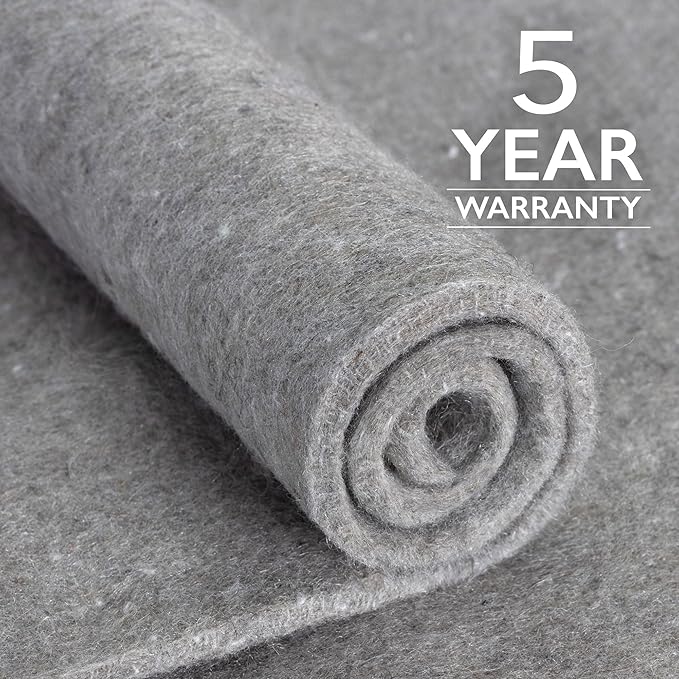 RUGPADUSA - Eco-Plush - 7' Square - 3/8" Thick - 100% Felt - Extra Cushioned Rug Pad - Available in 3 Thicknesses, Many Custom Sizes