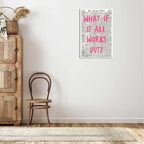 Drimiler What If It All Works Out Poster Retro Newspaper Pink Font Canvas Wall Art Positive Affirming Quote Minimalist Prints Painting For Home Bedroom Dorm Wall Decor 12x18in Wframed