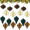 Gilprop 16 Pcs Christmas Paper Honeycomb Ornaments Paper Lantern Ornament 3D Hanging Honeycomb Balls Vintage Christmas Hanging Neutral Ornaments Decorations for Christmas Tree Xmas Holiday Party Decor