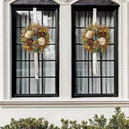 WANNA-CUL 24 Inch Fall Spring Wreaths for Front Door with Hydrangea,Little Pumpkins-Fall Decorations for Home,Fall Door Wreath Decor for Summer,Autumn,Harvest, Halloween or Thanksgiving