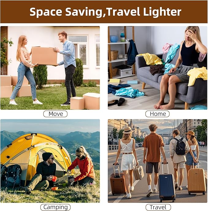 18 Pack Travel Vacuum Bags for Clothing,Compression Seal Packing Cubes for Suitcase Backpack,Vacuum Seal Bags for Clothing,Carry-on Size Space Saver Storage Bags 80% for Travel & Home（No pump）