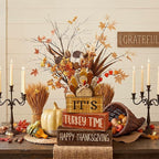Moucuny 4 Pcs Fall Decorations for Home Wooden Turkey Decor Thanksgiving Tiered Tray Decor Thanksgiving Table Centerpiece Rustic Wooden Turkey Time Block Sign for Autumn Harvest Party Kitchen Shelf