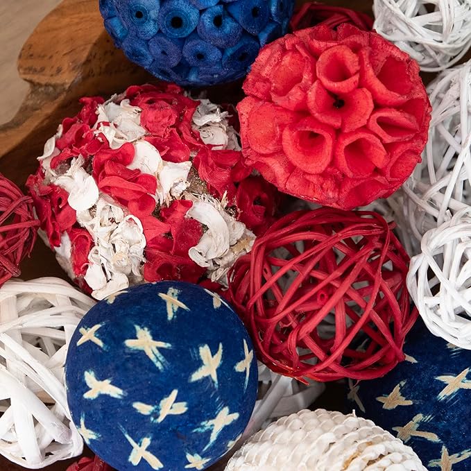 ANDALUCA Decorative Balls Bag Bowl Filler 4th of July Home Decor (Red, White & Blue)