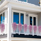 Artificial Hanging Flowers for Outdoors Fake Plants Decoration, 2 Packs Faux Silk Daisy Flower Realistic Outdoor Flowers UV Resistant Porch Patio Window Yard Indoor Spring Decor(Purple)