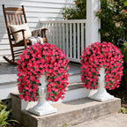 HyeFlora Artificial Fake Hanging Flowers for Spring Outdoor Outside Decoration, 2PCS Faux Silk Hotpink Daisy Plants UV Resistant Look Real Orchid Vines for Indoor Home Balcony Porch Planter