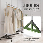 HOKEEPER Clothes Rack Z Base Clothing Rack Heavy Duty Clothes Rack for Hanging Clothes Hold 500LBS Commercial Garment Rack with Wheels Adjustable Rolling Portable 24" Dx63 Wx71 H, 2 Pack