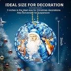 Vercraft 6 Pcs Winter Hanging Ornament Snowman Glass Style Christmas Tree Decoration Xmas Round Window Hanging Art Santa Claus Acrylic Ornament Deer Christmas Decorations