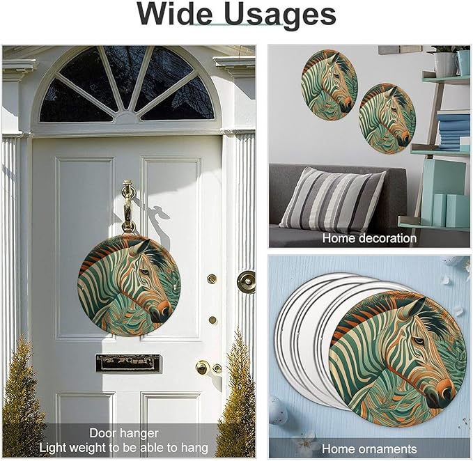 Wall Picture Green Decorative Pattern Printed Circular Iron Hanging Picture Wall Art Decor Home for Bedroom Living Room Bathroom Decor Iron Painting 11.8X11.8 in