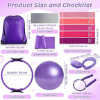 Pilates Equipment Set for Women - 12PCS Pilates Starter Accessories Kit with 10'' Ball, Magic Circle, Yoga Ring, Resistance Bands, Stretching Strap for Home Workout Exercise Beginner Essentials