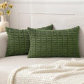 MIULEE Pack of 2 Spring Corduroy Decorative Lumbar Throw Pillow Covers 20x12 Inch Soft Boho Striped Pillow Covers Modern Farmhouse Home Decor for Summer Sofa Living Room Couch Bed Moss Green