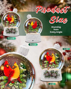 Christmas Cardinal Snow Globe Light up Lantern with 8 Songs, 6.7" White Christmas Snow Globes for Kids Adults, 6H Timer & Dual Power, Snowglobes Christmas Decorations Indoor, Gifts for Women Men