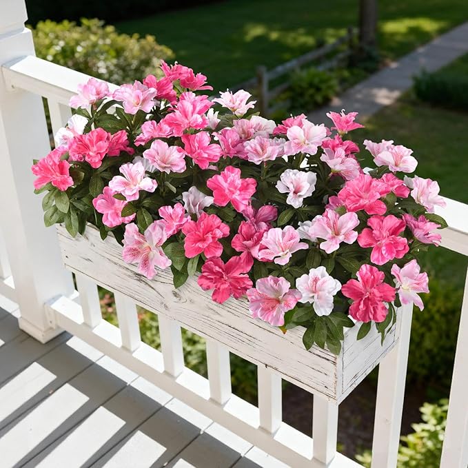 Artificial Fake Flowers for Outdoor, 8 Bundles Faux Plants Silk Flowers Spring Decoration UV Resistant No Fade Plastic Flowers for Outside Planters Home Porch Patio Yard Garden Decor