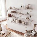 RICHFOCUS 28Inch Floating Shelves for Wall 2 Pack Shelves for Bedroom|Kitchen|Bathroom|Laundry Room Rustic Wood Wall Mounted Shelf with Invisible Brackets for Books|Storage|Decor, Rustic White