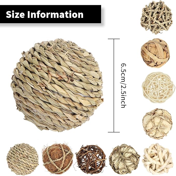 Kesywale Set of 6 Decorative Balls for Centerpiece Bowl Fillers, 2.8 inch Assorted Rattan Wicker Balls Spheres Orbs, Vase Fillers, Home Table Decor (Brown)
