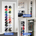 Hat Rack for Door - Two-Way Hanging Caps with Display Hooks and Hanger, Hat Organizer for Baseball Caps, Over the Door Hat Storage Organizer for Bedroom, Entrance or Garage Doors - 2 Packs