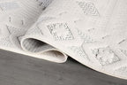 Modern Micro Loop Indoor Area Rugs for Living Room Bedroom Kitchen Geometric Trellis White 4x6 Luxury Durable Low and High Pile Non-Shedding Stain Resistant Soft Area Carpet 4 x 6