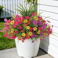 Artificial Fake Flowers Plants for Outdoor Spring Summer Decor, 12 Bundles Faux Silk Flowers for Outdoor Outside Planter Colorful Daisy UV Resistant Look Real for Front Door Porch Patio Yard