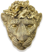 GUSFREUD Gold Animal Heads Sculptures Wall Art - Resin Faux Leopard for Home Wall Decor, Leopard Wall Hanging Decoration for Living Room, Bedroom & Kitchen, Unique Gift Idea