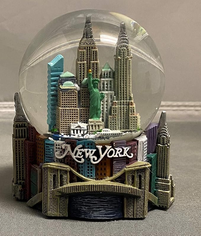 ZIZO New York 3.5 Inches Snow Globe Souvenir Gift for Women, Kids, Baby Girls & Boys - Multicolor Modern Glass Snow Globe with Resin Base - WG145