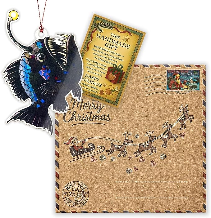 Anglerfish Christmas Ornaments 2026, Unique Fishing Ornaments for Christmas Tree, Sea Gifts for Fisherman Men Women Boys Teens, Inner Light Inspirational Decoration for Holiday Display, Ugly Ornament