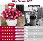 Fake Artificial Flowers for Outdoors 6 PCS Azalea Bouquet Silk Flowers for Outside UV Resistant Faux Flowers Plants for Outdoor Planters Realistic Spring Home Front Door Patio Garden Porch Decor