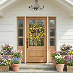 Spring Wreaths for Front Door, 22 Inch Spring and Summer Daisy Wreath for Farmhouse Porch Wall Window Home Decor for Indoor Outdoor Housewarming Gift