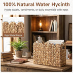 StorageWorks Hand-Woven Magazine Holder, Magazine Wicker Basket for Bathroom, Scalloped Rattan Magazine Holder, Natural Water Hyacinth, 1 Pack