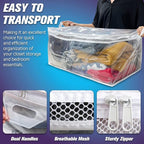 HIBAG 20 Gallon Large Storage Bag for Clothes, Zipper Clothing Storage Bag, Clear Organizer with Reinforced Handles, for Comforters Blankets Pillows Bedding (4 Pack)