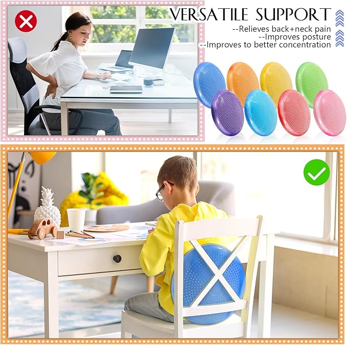 8 Pcs Wobble Cushion with Cloud Design Wiggle Seat for Sensory Kids Flexible Sensory Seating Balance Disc for Classroom Elementary Office Home