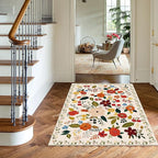 U'Artlines Indoor Door Mat Entrance Rug 2'x3'Soft Non Slip Machine Washable Floral Small Area Rug Carpet for Entryway Kitchen Bathroom Bedroom Beige
