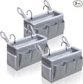 Bedside Caddy Hanging Storage Bag, Organizer Baskets with Pockets for Bunk Bed Accessories, Loft & Dorm Rooms Chair Bed Rails (Gray-3pcs)