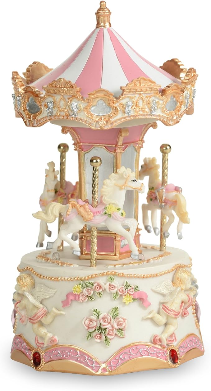 San Francisco Music Box Three Horses Musical Carousel Mini