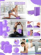 17 Pcs Yoga Essential Kit for Women, Pilates Equipment Starter Set for Beginners with Yoga Wheel Ball Blocks Strap Resistance Bands Wrist Rings Socks Towel & Carry Bag for Home Workouts