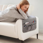 Waterproof Anti-Slip Sofa Armrest Organizer Armchair Caddy for Couch Remote Control Holder Sofa Armset Organizer with 6 Pockets Couch Armrest Storage for Book 35"x19.5" Grey 1 Pack