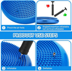 Jerify 4 Pcs Wiggle Seat Flexible Inflated Wobble Cushion Stability Balance Pad Balance Disc Sensory Seat for Men Women Fitness Physical Exercise Improving Posture Home Office