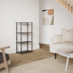 Furinno TURN-N-TUBE Storage Shelves, 4-Tier Book Shelf, Corner Shelf, Toolless Open Shelves, Classic Tubes, for Organization and Storage, Living Room, Home Office, Americano