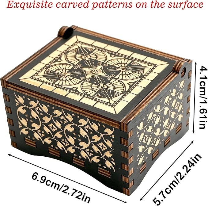 Pursuestar Edelweiss Wind Up Music Box, Vintage Engraved Wood Mechanism Musical Gifts for Birthday Mother's Day Valentine's Day Christmas Thanksgiving