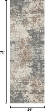 Ciicool 2x6 Washable Runner Rug, Modern Abstract Hallway Rugs Runner, Non-Slip Thin Accent Rug Lightweight Gray Brown Print Distressed Carpet for Laundry Entryway Bedroom Kitchen Bathroom Indoor