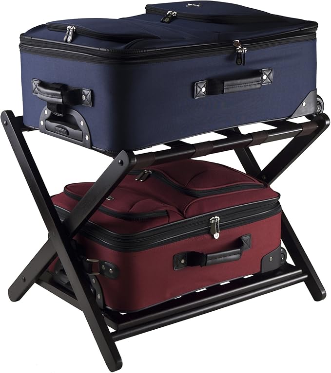 Winsome Reese Luggage Rack with Storage Shelf, for Guest Room, Bedroom, Foldable, No Assembly, Espresso