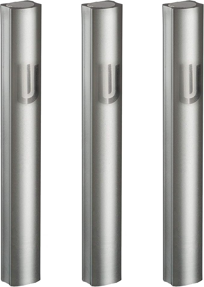 3-Piece Aluminum Door Mezuzah Cases: Special Profile, No Holes, 5-Inch 12cm Hebrew Parchment Scroll Holder Boxes