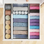 SpaceAid Bamboo 4 Pack Dresser Drawer Dividers, 4.65“ High Adjustable 12.5“-17” Drawer Organizers, Expandable Organization for Clothing, Clothes, Dressers, White