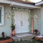 Pinkpum 20'' Eucalyptus Wreath 22'' Daisy Teardrop Swags Set 4 for Front Door Fireplace Hanging Porch Wall Home Window Kitchen Decor Farmhouse Garden Party Indoor Outdoor Summer Spring Fall