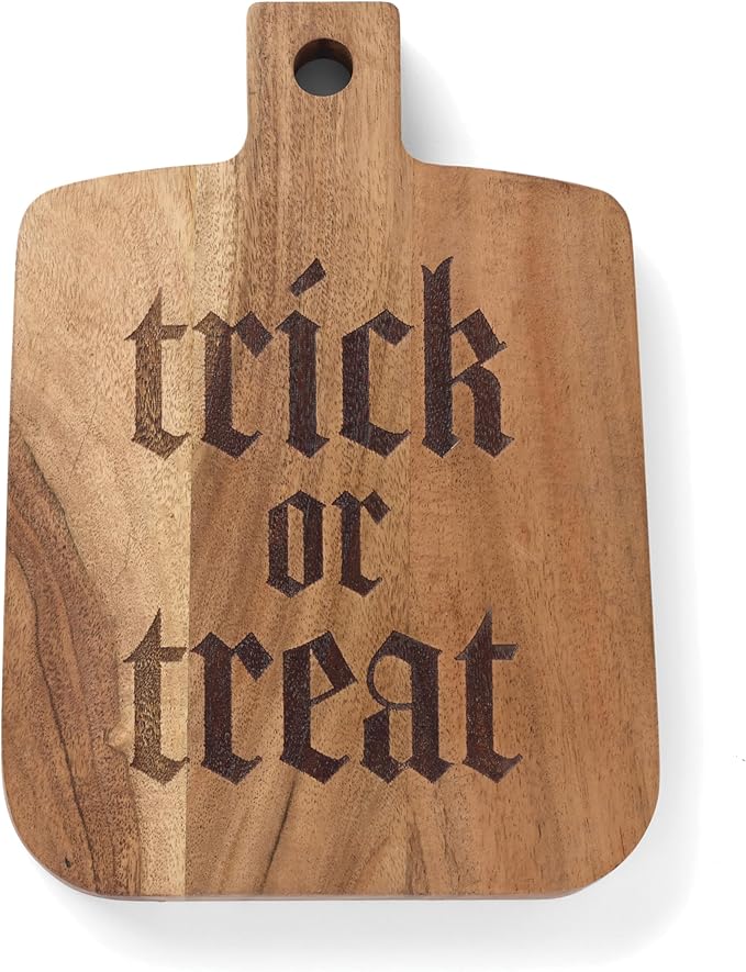 Oneida Serveware, Trick-or-Treat Cheese Board, Made of Acacia Wood, Cheese Server, Halloween Decor Indoor, Perfect For Halloween Party, Fall Decor for Home, Hand Wash Only (1 Piece, 9.6 x 6.8-inch)