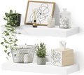 Vivelove 16 inch Floating Shelves for Wall, Bathroom Shelves Over Toilet, Wall Shelf for Bedroom, Living Room, Kitchen, Office Home Decor, Narrow Shelves with Invisible Brackets - Set of 2, White