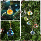 Crystal Suncatcher Ornaments Christmas Tree Decorations, 12PCS Xmas Iridescent Crystal Ball Prism, Mini Round Ball Drop Hanging Ornament for Xmas Tree Suncatcher Chandelier Wedding Party Home Decor