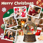 Christmas Snow Globes Lantern, Santa Claus and Gifts Christmas Decorations Indoor, 6H Timer Battery & USB Powered Light Up Musical Snow Globes for Kids Women Adults Gift Thanksgiving Home Decor