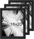 KTKDE 16x20 Picture Frame Set of 3,Studio Gallery 16 by 20 Poster Frame Black Wooden, Large Frame for Photos, Posters & Art Prints best gift